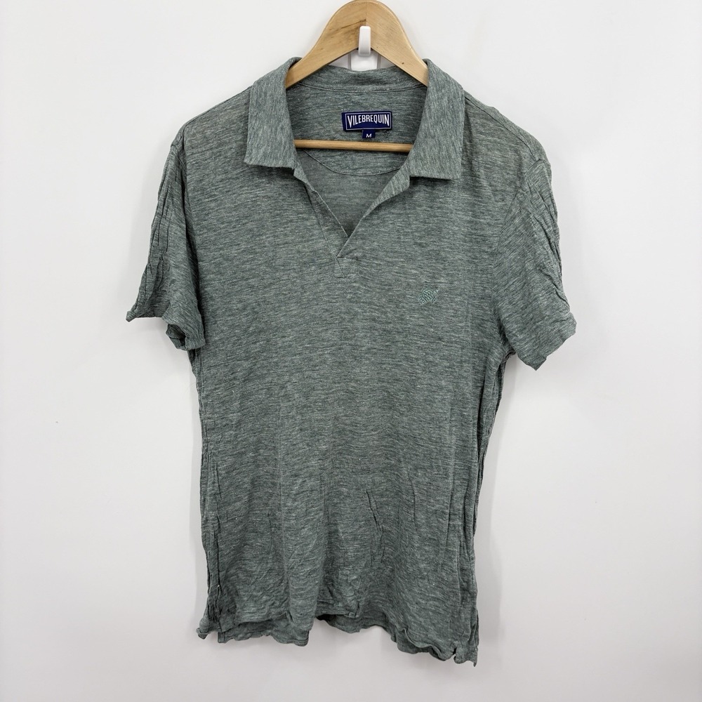 Vilebrequin Linen Polo Shirt Medium Luxury Resort Coastal Johnny Collar Beach